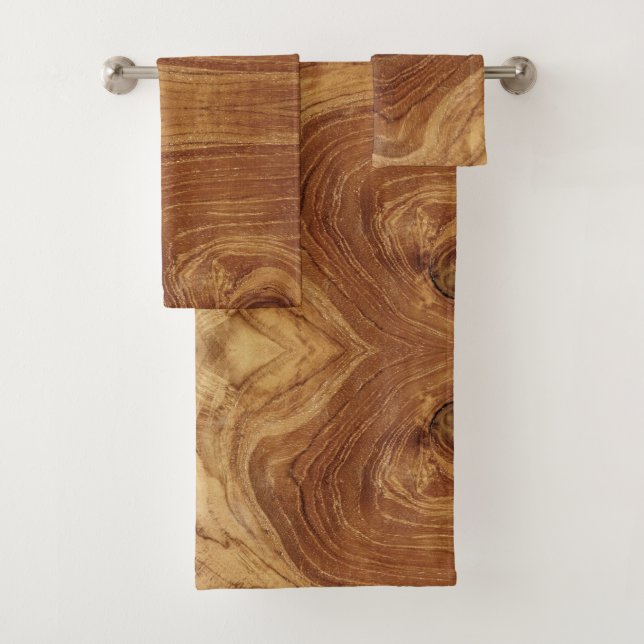 Holz Rustikaler Teakholz Textur Holz Getreide Foto Badhandtuch Set (Insitu)