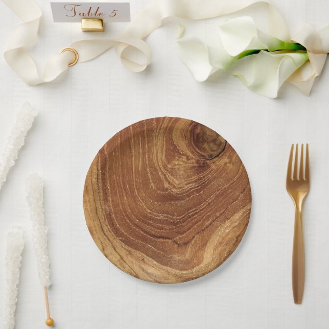 Holz Rustikaler Teakholz Textur Holz Getreide Foto Pappteller (Hochzeit)
