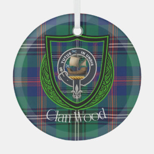 Holz-Schottischer-Clan-Tartan & Wappen Ornament Aus Glas