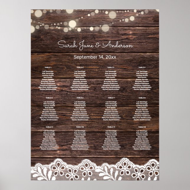Holz, Spitzen, Streichelleuchten, Hochzeitsstift Poster (Vorne)