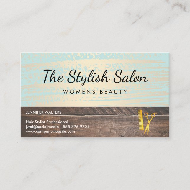 Holz Trim Gold Brushed Beauty Salon Visitenkarte (Vorderseite)