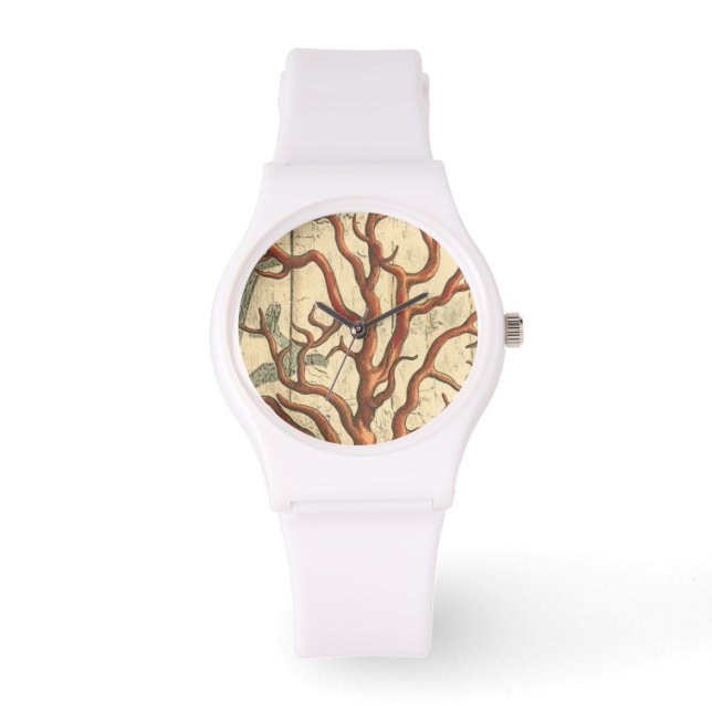 Holz und kleine Korallen Armbanduhr (Vorderseite)