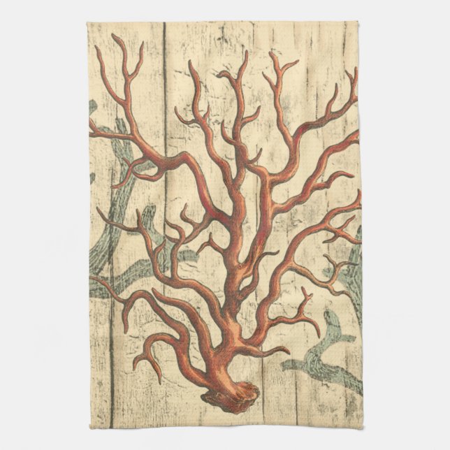Holz und kleine Korallen Geschirrtuch (Vertikal)