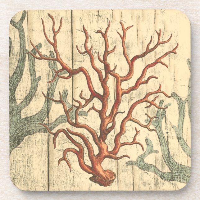 Holz und kleine Korallen Getränkeuntersetzer (Vorderseite)