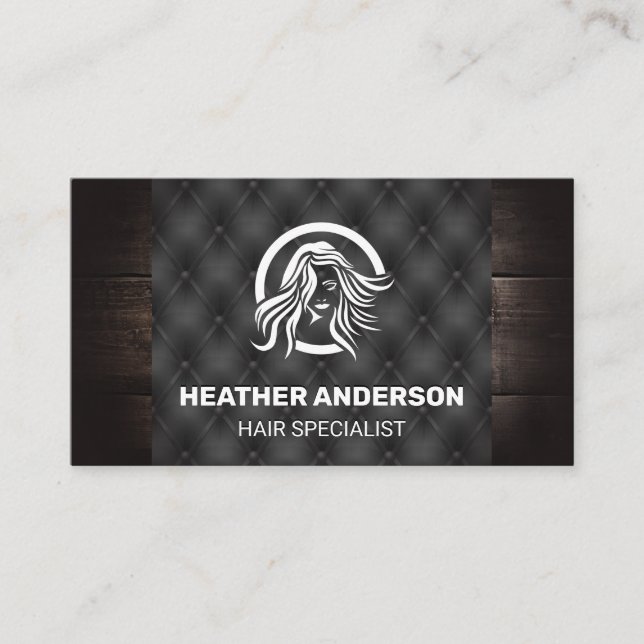 Holz- und Knopfstoff | Beauty Logo Visitenkarte (Vorderseite)