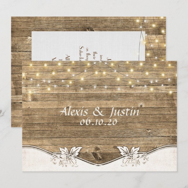 Holz und Lampen aus Hochzeitskalk Einladung (Vorne/Hinten)