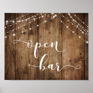 Holz- und Lichtsymbol für den offenen Bar Empfang Poster