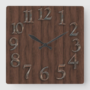 Holz-und Metallblick Quadratische Wanduhr
