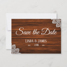 Holz und Spitzen Rustikale Hochzeit Speichern Sie  Save The Date