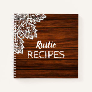 Holz und Spitzenrezept Notizbuch
