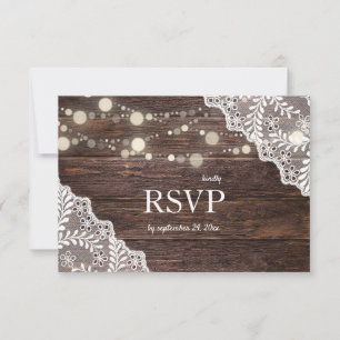 Holz- und Streichellichter Hochzeit/Mahlzeit RSVP Karte