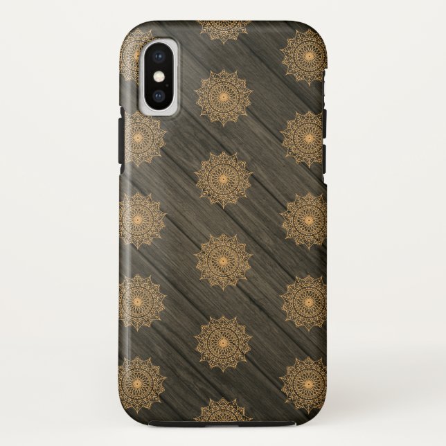 Holz und Verziertes Muster Case-Mate iPhone Hülle (Rückseite)