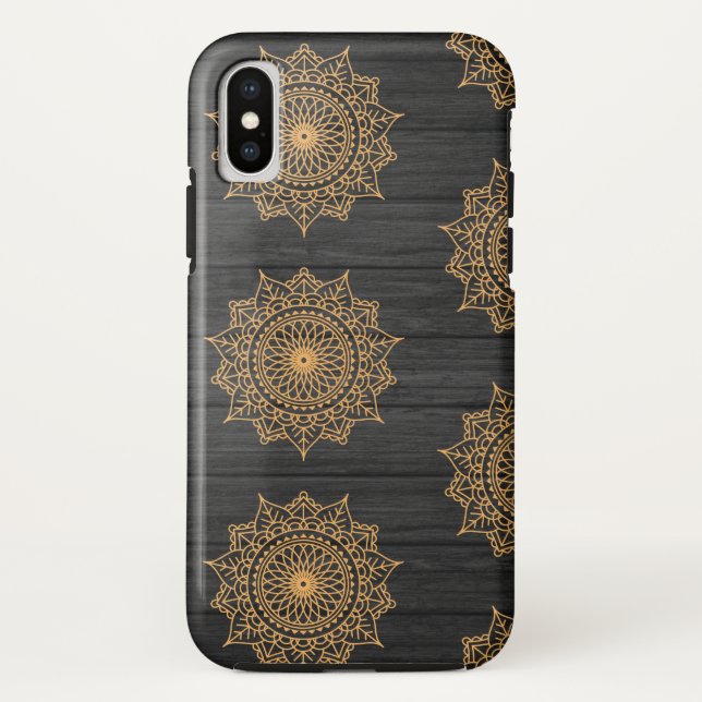 Holz und Verziertes Muster Case-Mate iPhone Hülle (Rückseite)