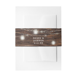Holz und weiße Mason Jar String Lights Einladungsbanderole
