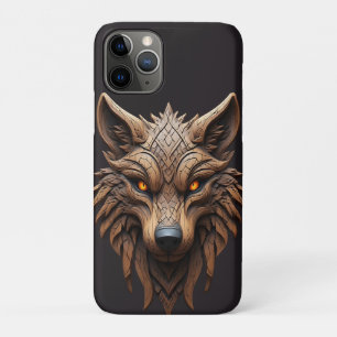 Holz-Wolf-Kunstschnitzerei mit geometrischen Muste Case-Mate iPhone Hülle