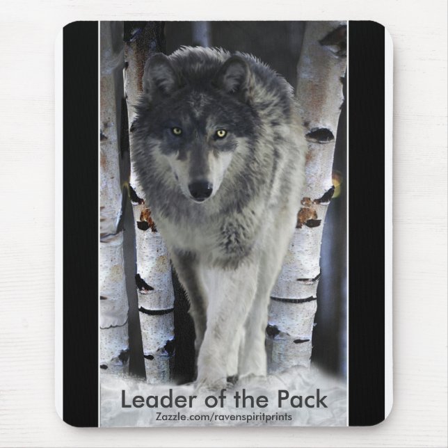 Holz Wolf, Schnee und Bäume Kunst und Naturleben Mousepad (Vorne)