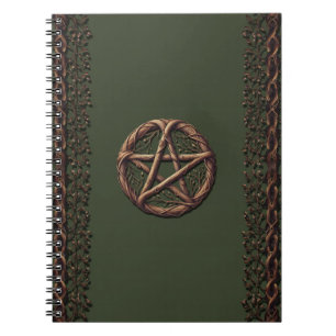 Holz Zweig Pentakel Olivgrün Wicca  Notizblock