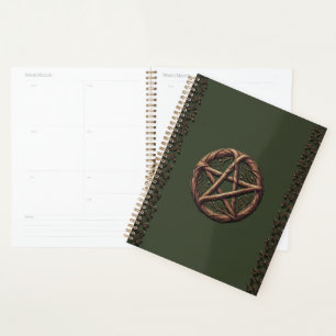 Holz Zweig Pentakel Olivgrün Wiccan  Planer
