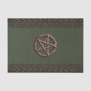 Holz Zweig Pentakel Olivgrün Wiccan Seidenpapier