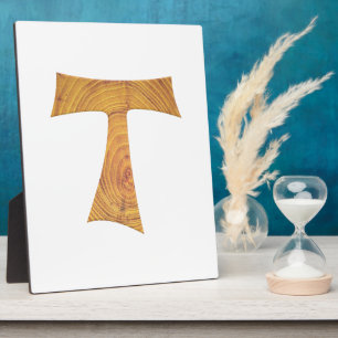 Holzaussehen Franciscan Tau Cross Fotoplatte