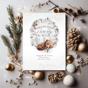 Holzbär Außenkühlung Winter Baby Dusche Dankeskarte
