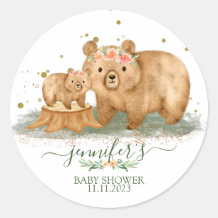 Holzbär Baby Shower Aufkleber Event Geschenk