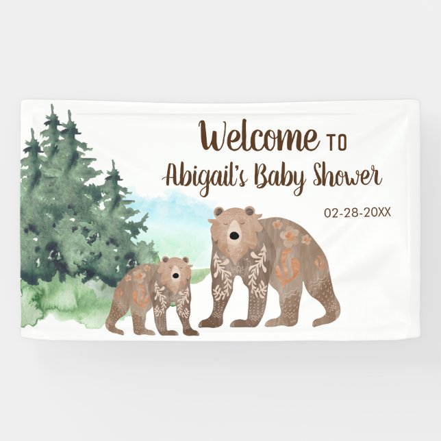 Holzbären neutrale Aquarellendusche Banner (Horizontal)