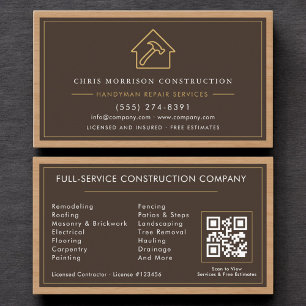 Holzbau-Handwerker-QR-Code-Professional Visitenkarte