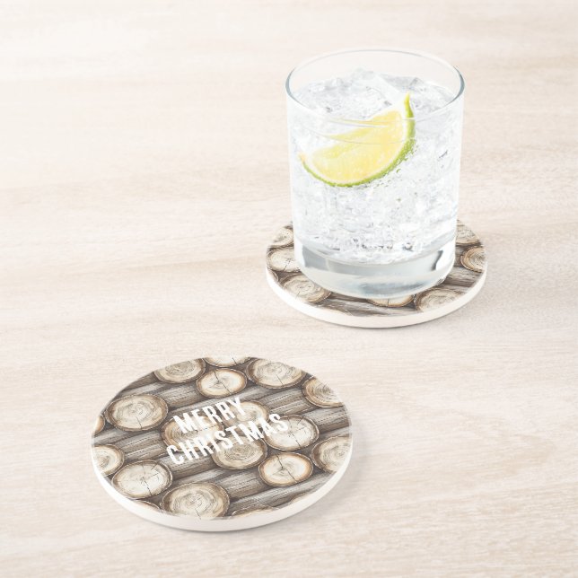 Holzbaumhütte Weihnachten Getränkeuntersetzer (Seite)