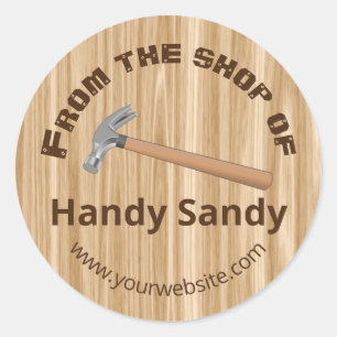 Holzbearbeitung aus dem Personalisierten Handy Runder Aufkleber