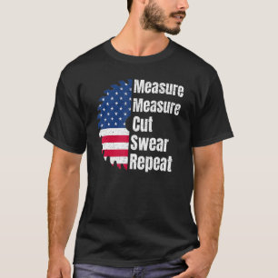 Holzbearbeitungs-Carpenter Amerikanisches Flag Saw T-Shirt