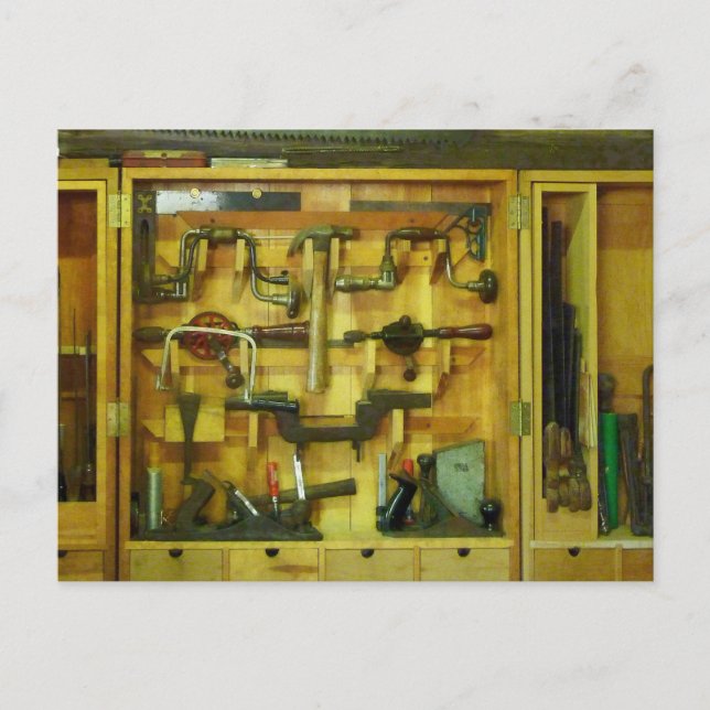 Holzbearbeitungswerkzeuge Postkarte (Vorderseite)