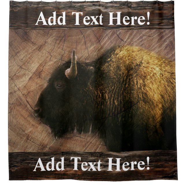 Holzbison Buffalo Duschvorhang (Vorderseite)
