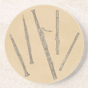 Holzblasinstrument-Instrument-alte Untersetzer