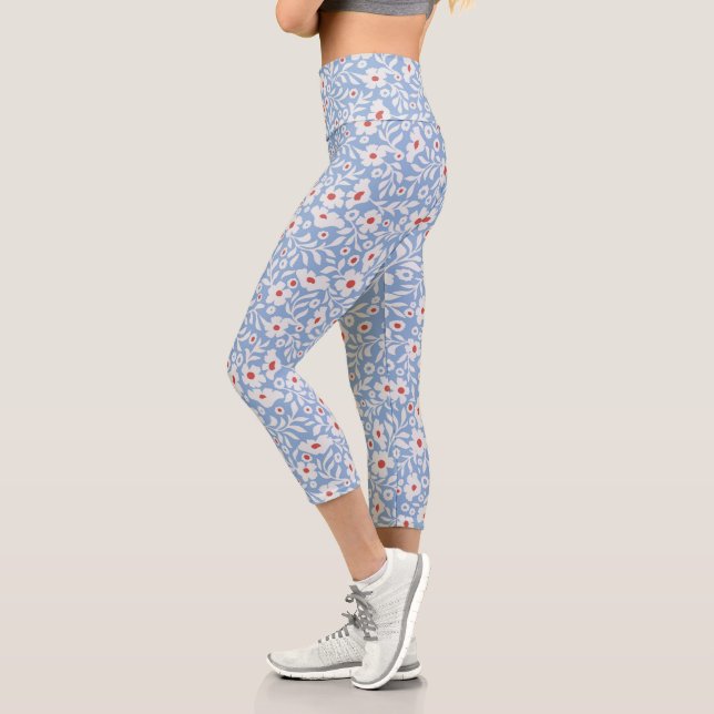Holzblock-Blumenmuster Capri Leggings (Links)
