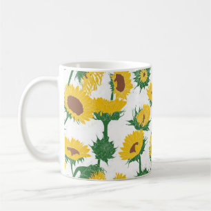 Holzblock Print Sunflower gelb Kaffeetasse