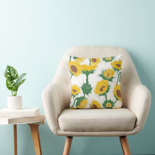 Holzblock Print Sunflower gelb Kissen