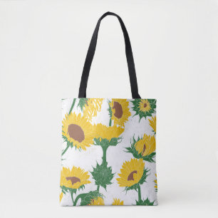 Holzblock Print Sunflower gelb Tasche