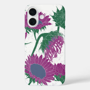 Holzblock Print Sunflower pink iPhone 16 Hülle