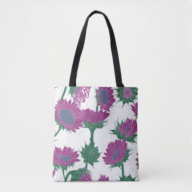 Holzblock Print Sunflower pink Tasche (Vorderseite)