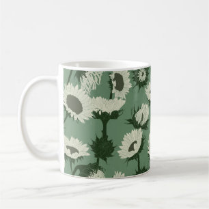 Holzblock Print Sunflower weiß Kaffeetasse