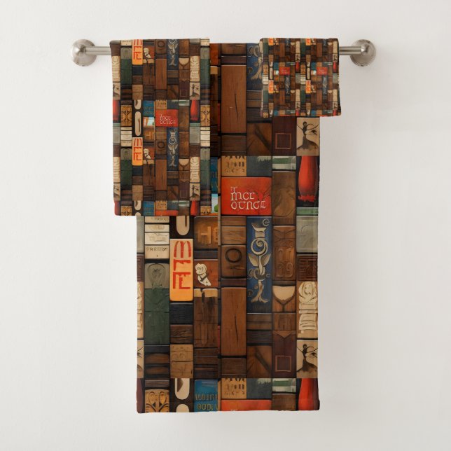 Holzblock-Typografie und Kunstkollektion 3 Badhandtuch Set (Insitu)