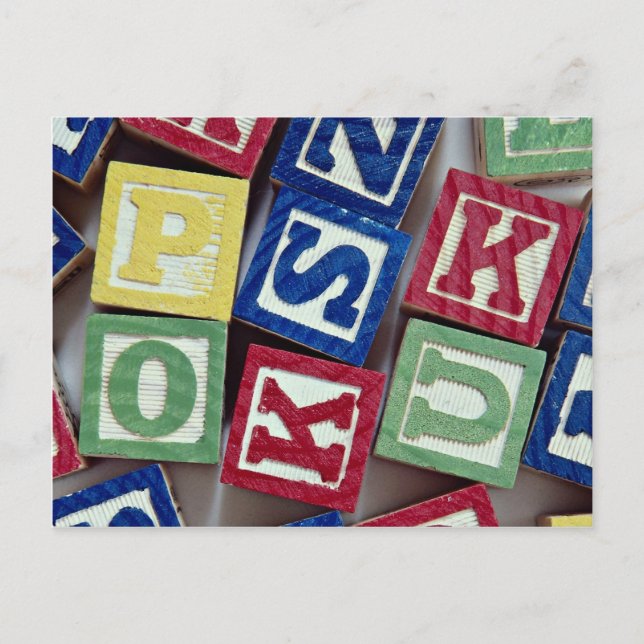 Holzblöcke mit Alphabeten für Kinder Postkarte (Vorderseite)