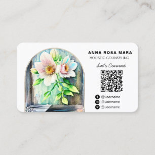 *~*  Holzblumen im Landhausstil LOGO AP49 QR Visitenkarte