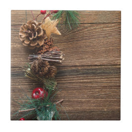 Holzboden mit Kiefernzapfen Fliese