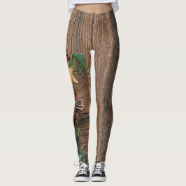 Holzboden mit Kiefernzapfen Leggings
