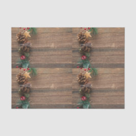 Holzboden mit Kiefernzapfen Seidenpapier