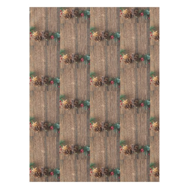 Holzboden mit Kiefernzapfen Tischdecke (Vorderseite)