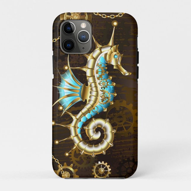 Holzboden mit mechanischem Seepferd Case-Mate iPhone Hülle (Rückseite)