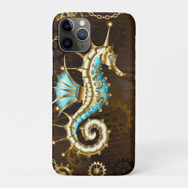 Holzboden mit mechanischem Seepferd Case-Mate iPhone Hülle (Rückseite)